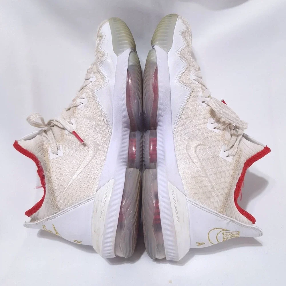 Nike LeBron 16 Draft Day Low Basketball Shoes White‎ Red Sneakers Mens 10.5